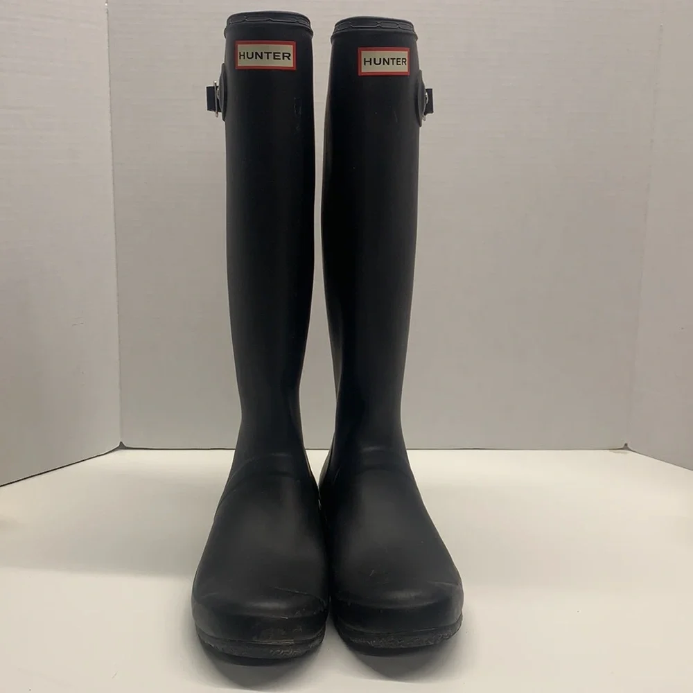 Hunter Tall Rain Boots Matte Black Women's Size 8
